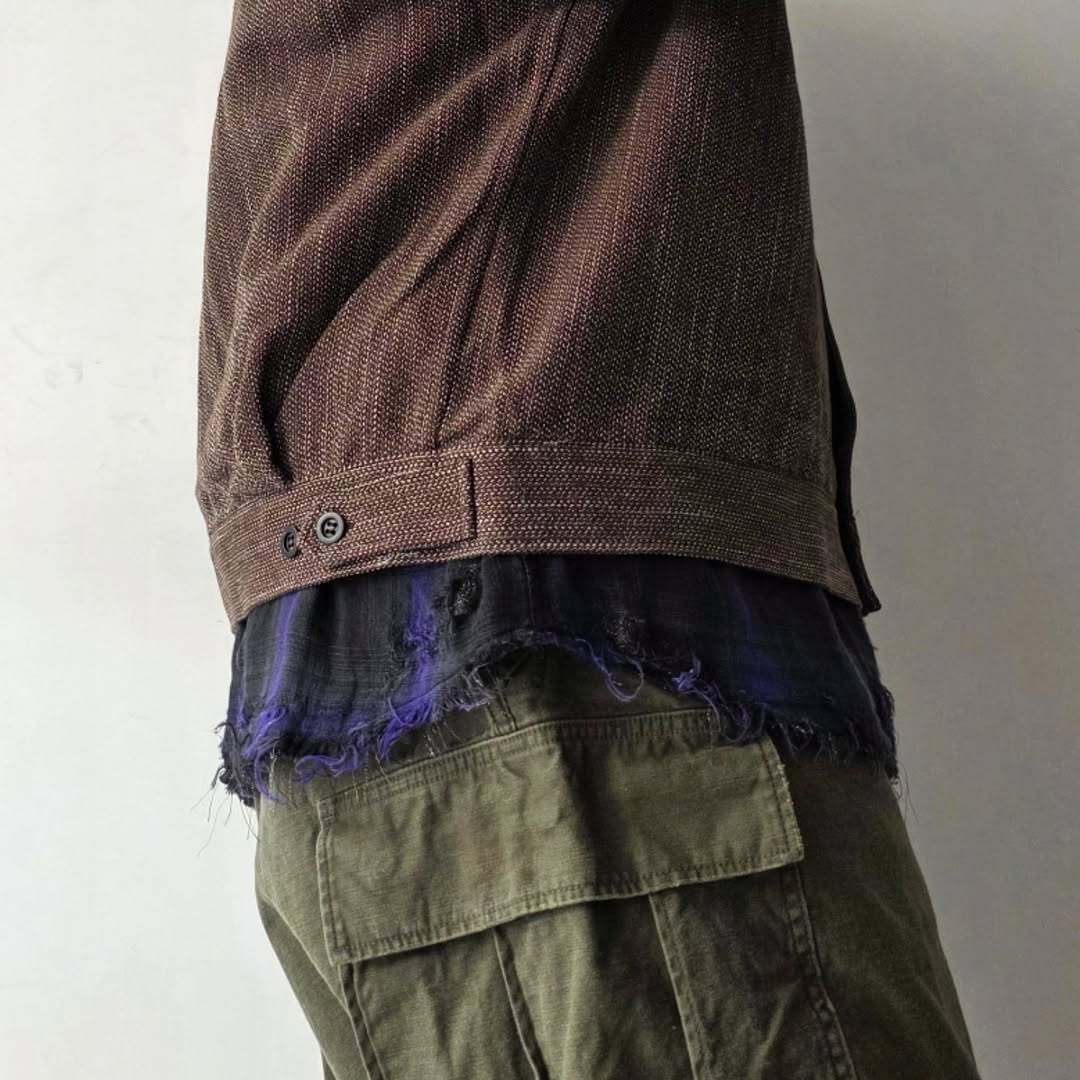 ANCELLM / Melange Wool Work Shirt Blouson (Brown)