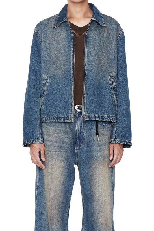 CODA / Indigo Washed Denim Tilt Zip Jacket