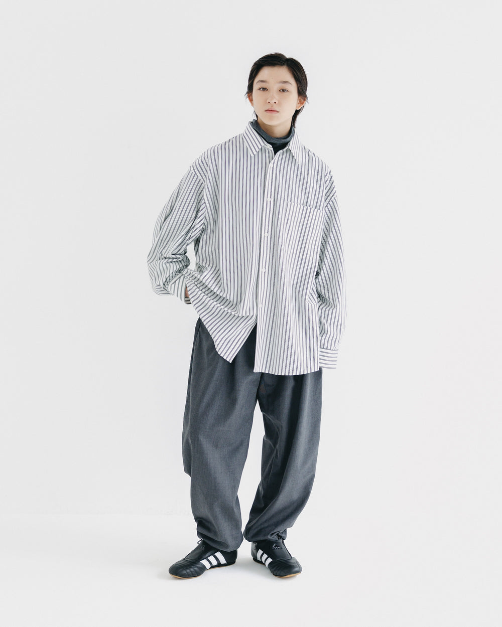 CLESSTE / 46G Knit Everyday L/S Shirt (White Stripe)
