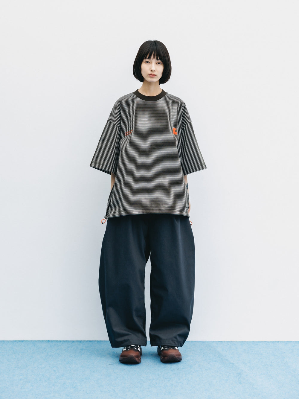 CLESSTE / 'C x Concept' Striped S/S T-Shirt With Drawstrings (Brown x White)