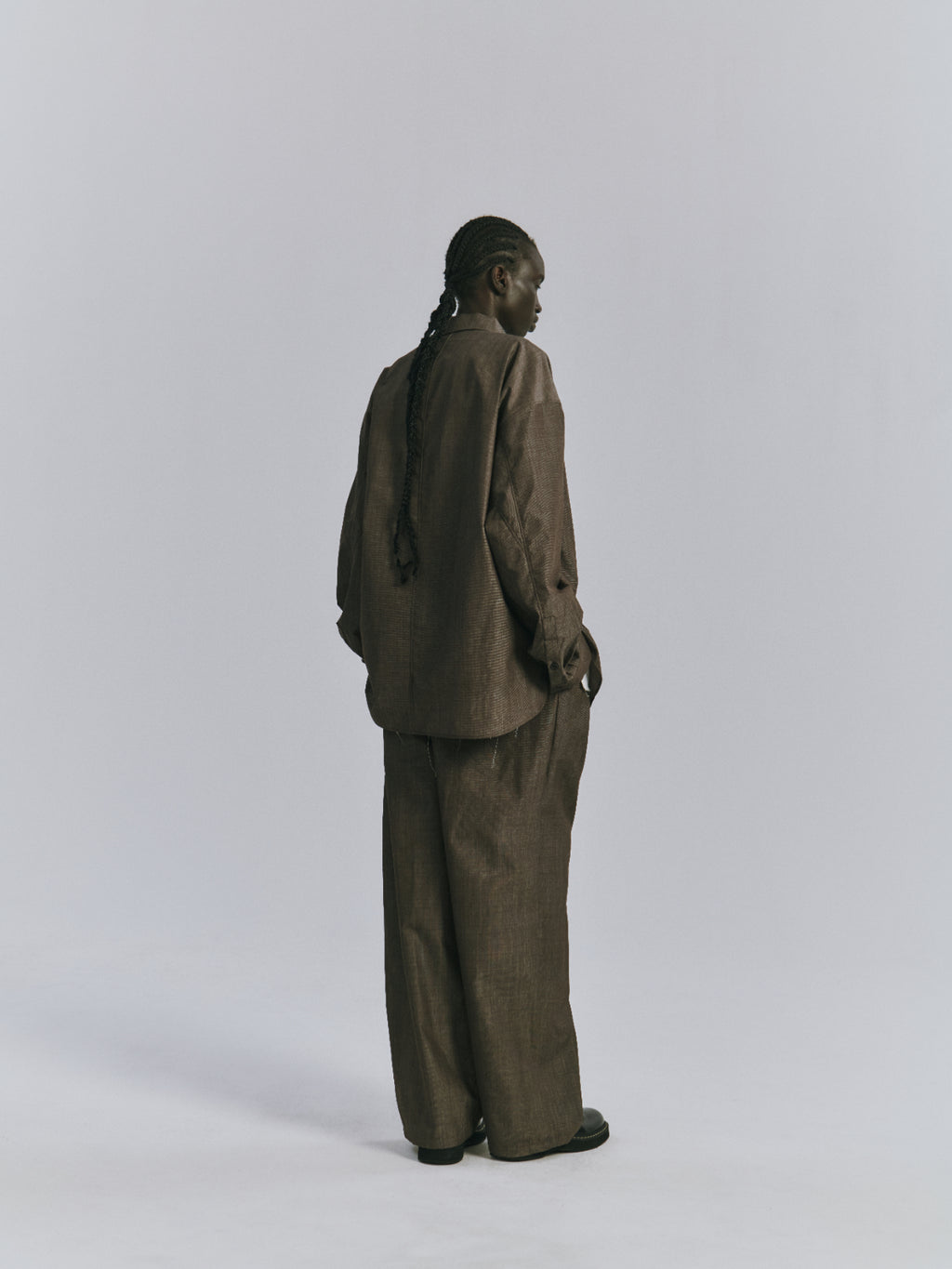 ANCELLM / Wool Hakeme Tailored Shirt (Brown)