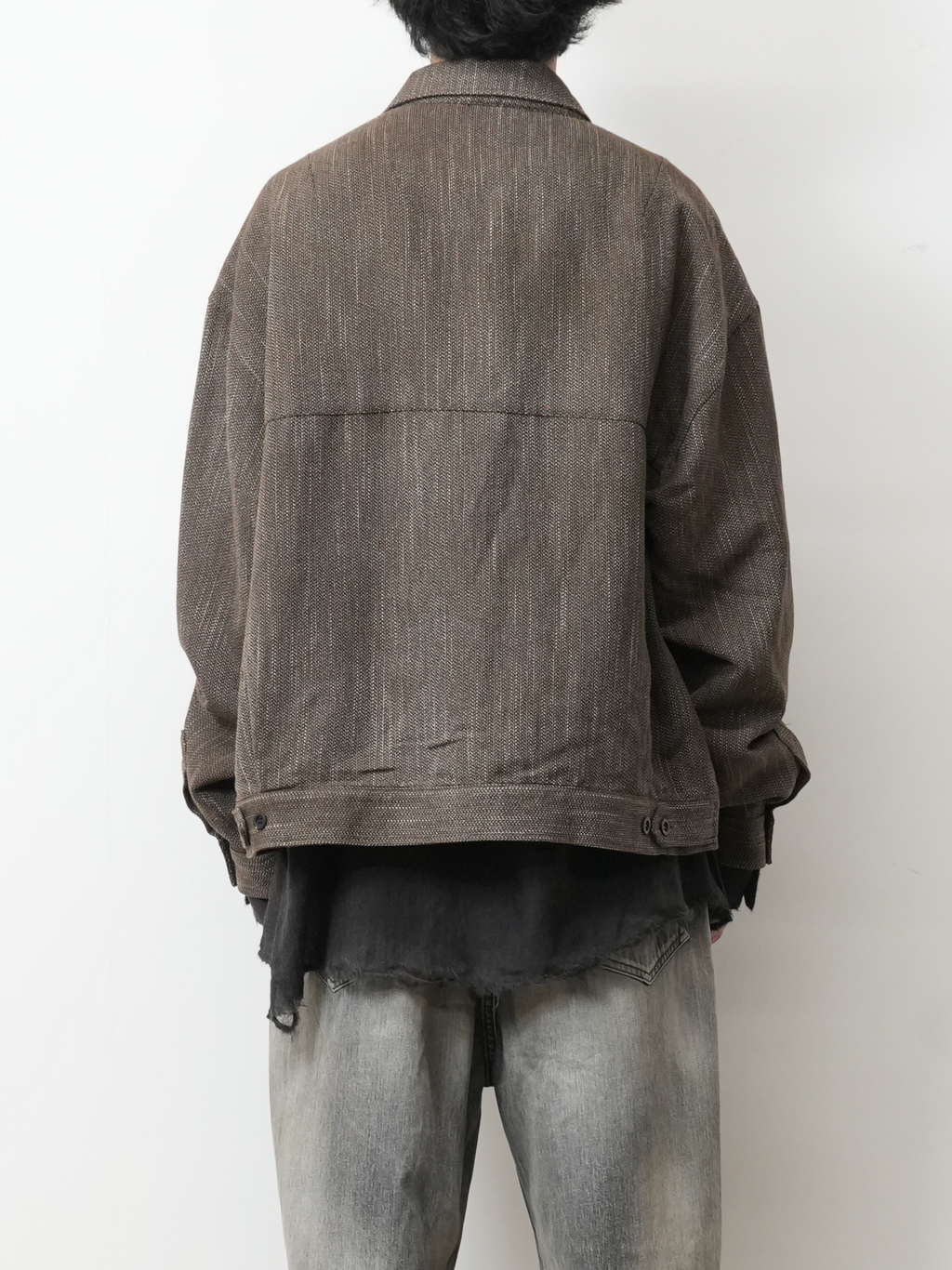 ANCELLM / Melange Wool Work Shirt Blouson (Brown)