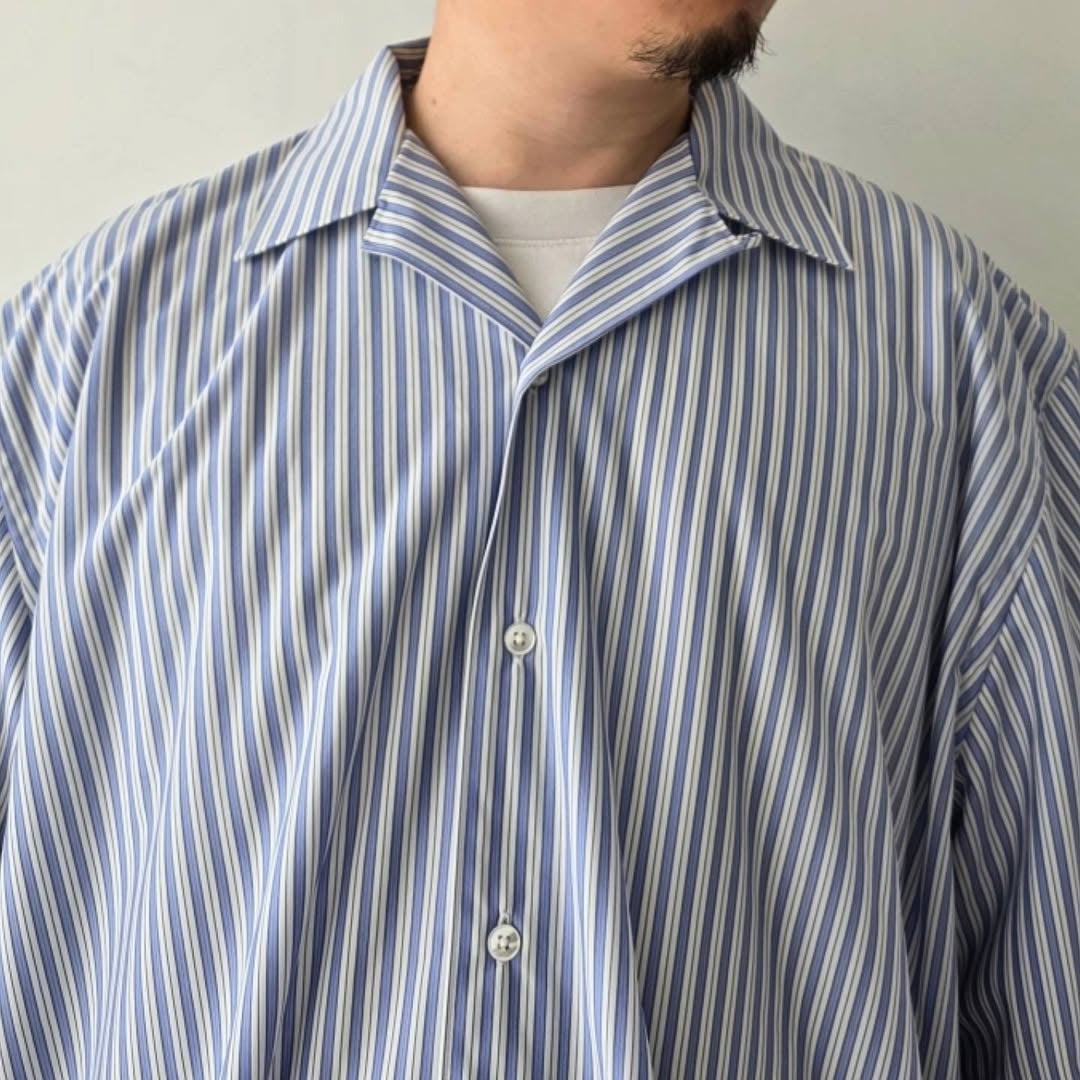 KANEMASA PHIL / 46G Stripe Ether Shirt (Sax Black)
