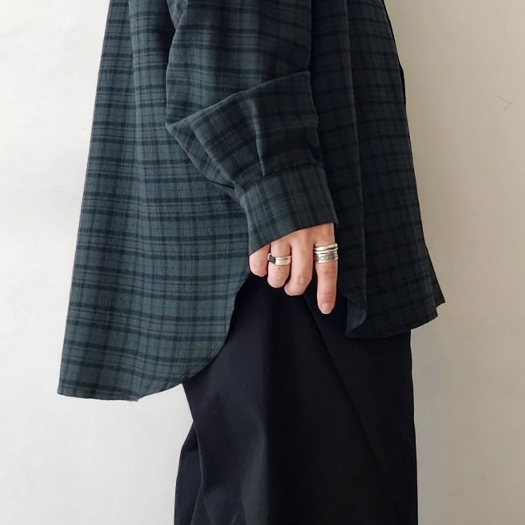 BLANC YM / Silk Plaid Wide Shirts