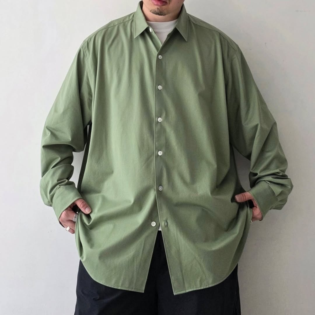 トップス KANEMASA PHIL. Atmosphere Shirt M 26AW KANEMASA PHIL / 46G Atmosphere Shirt (Green) – Tree and Branch