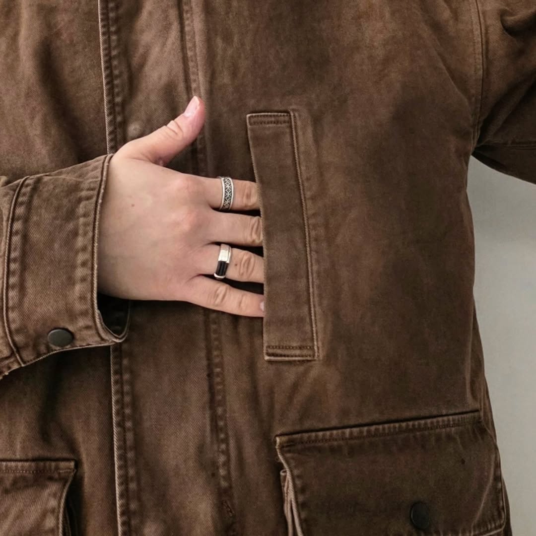 ANCELLM / Highcount Drill Aging Jacket (Brown)