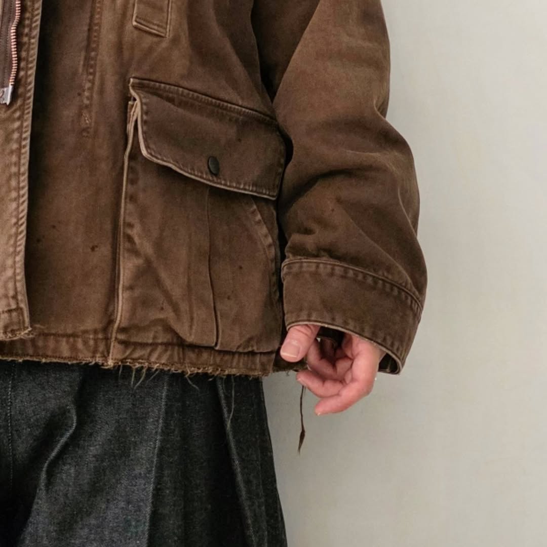 ANCELLM / Highcount Drill Aging Jacket (Brown)