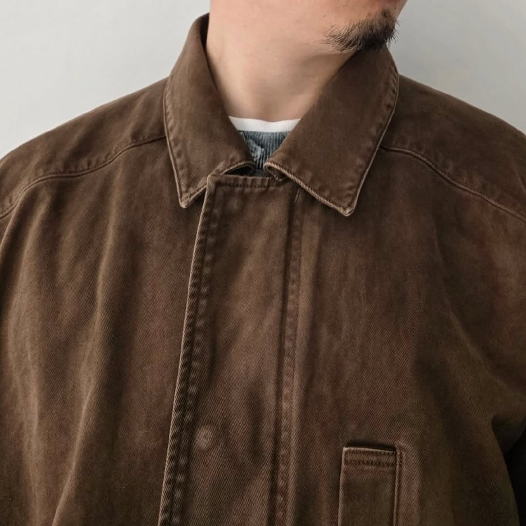 ANCELLM / Highcount Drill Aging Jacket (Brown)