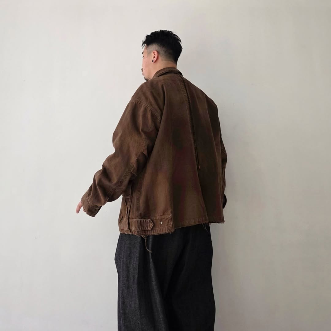 ANCELLM / Highcount Drill Aging Jacket (Brown)