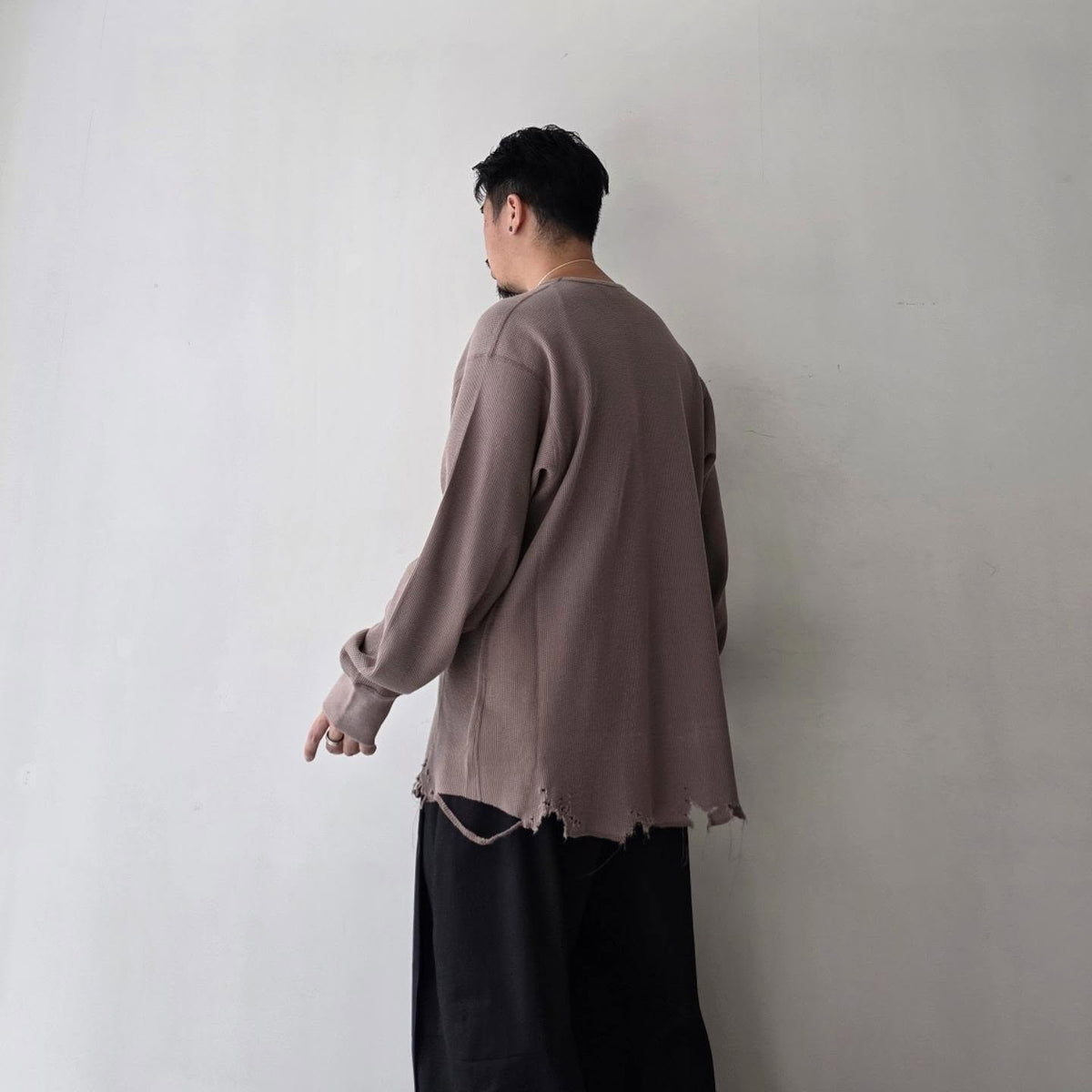 ANCELLM / Damage Waffle Crew LS (P.Beige)